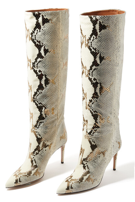 Leather Python 85 Knee-High Boots